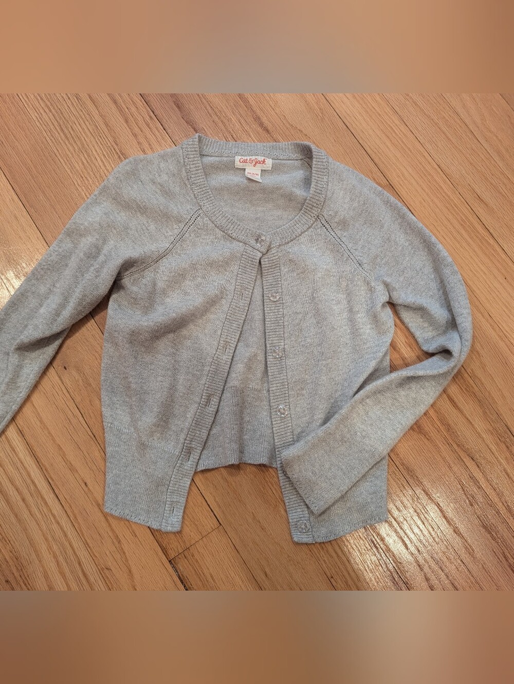 Cat & Jack Gray Girls' Knit Button-Front Cardigan